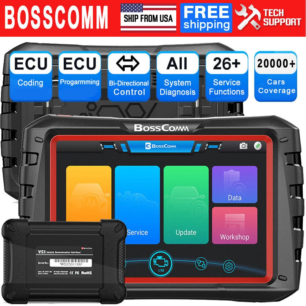 BOSSCOMM IFIX980 Automotive Bi-Directional Bluetooth OBD2 Scanner Diagnostic Scan Tool D.PF ECU Coding Active Test 23+ Services