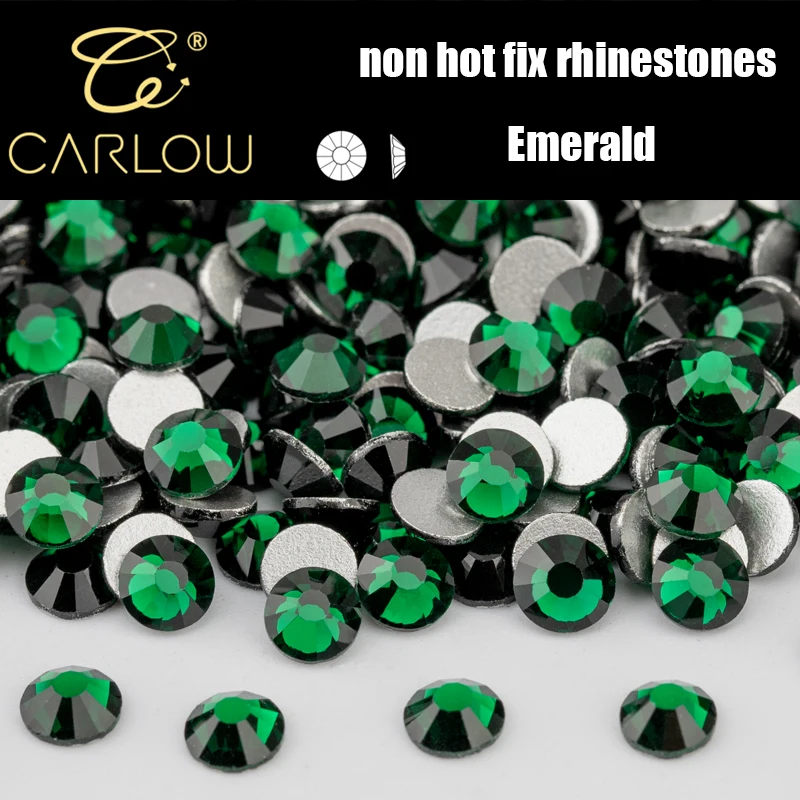 CARLOW AAAAA Emerald SS4-SS30 Glass Non Hot Fix Rhinestones High Quality Glitter Diamond for Nail Art DIY YZ-022