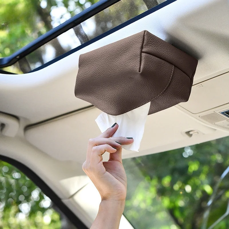 Magnetic suction advanced car tissue box light luxury car roof paper box automatic ceiling car paper drawing
