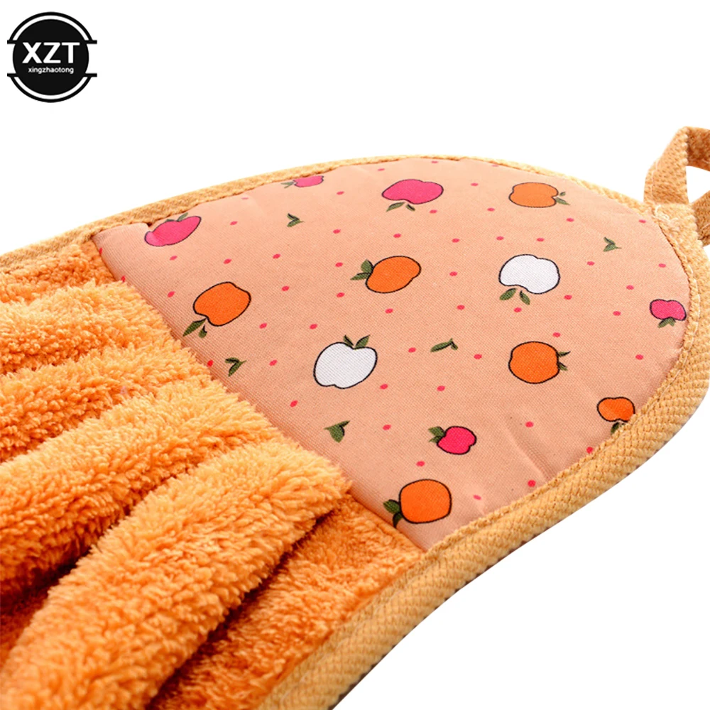 Coral Velvet Soft Hand Towel Absorbent Cloth Cleaning Supplies Kitchen Dishcloths Hanging Cloth Bathroom Accessories 30*38cm