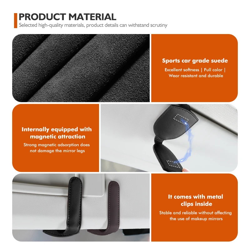 For Honda Car Visor Glasses Clip Leather Sunglasses Holder Magnetic Glasses Clip Mugen Power Accord Civic vezel Crv City Jazz view 5