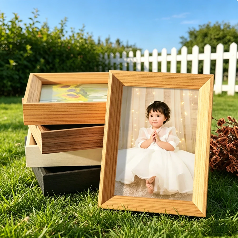 1Pcs Solid Wood Photo Frame  Table Display  Photo Frame  Wall Hanging  Wooden Empty Frame  Wall Hanging  Four Colors To Choose