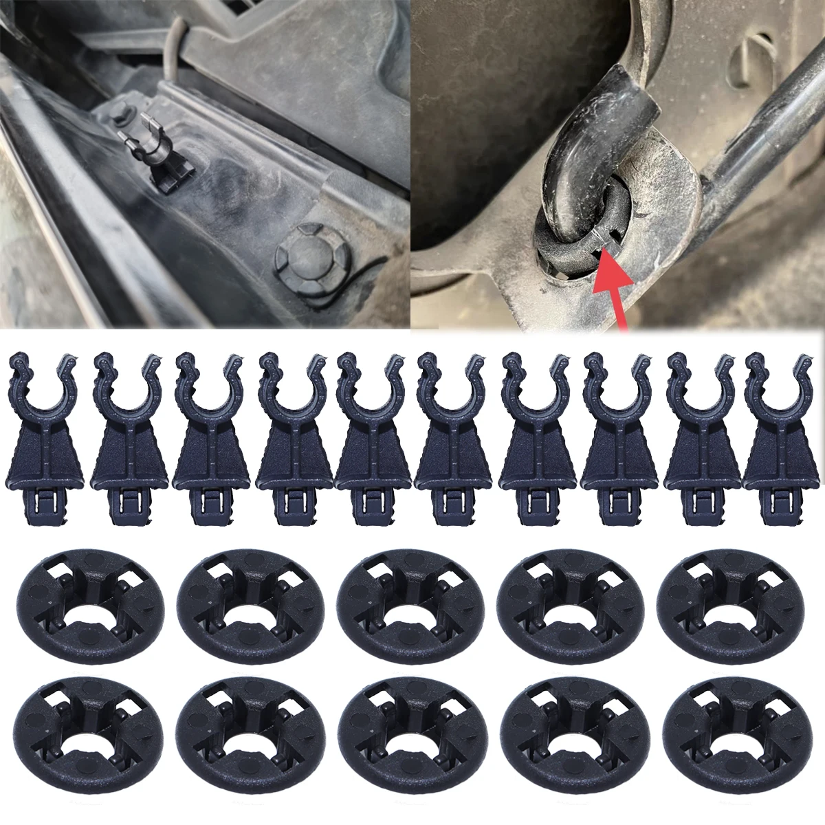 10Kit Bonnet Hood Rod Holder Clips For Nissan Juke Qashqai Dualis J10 Navara Pathfinder XTrail TeanaLeaf Rogue Sentra 65722EB300