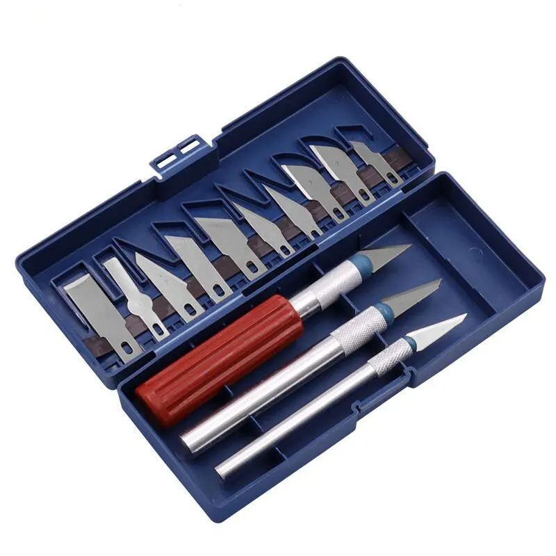 13pc Precision Knife Set Kit Exacto Craft Knives Blades Craft Razor Sculpting Art Tool Sharp Blade Mud Sculpture Paper Carving