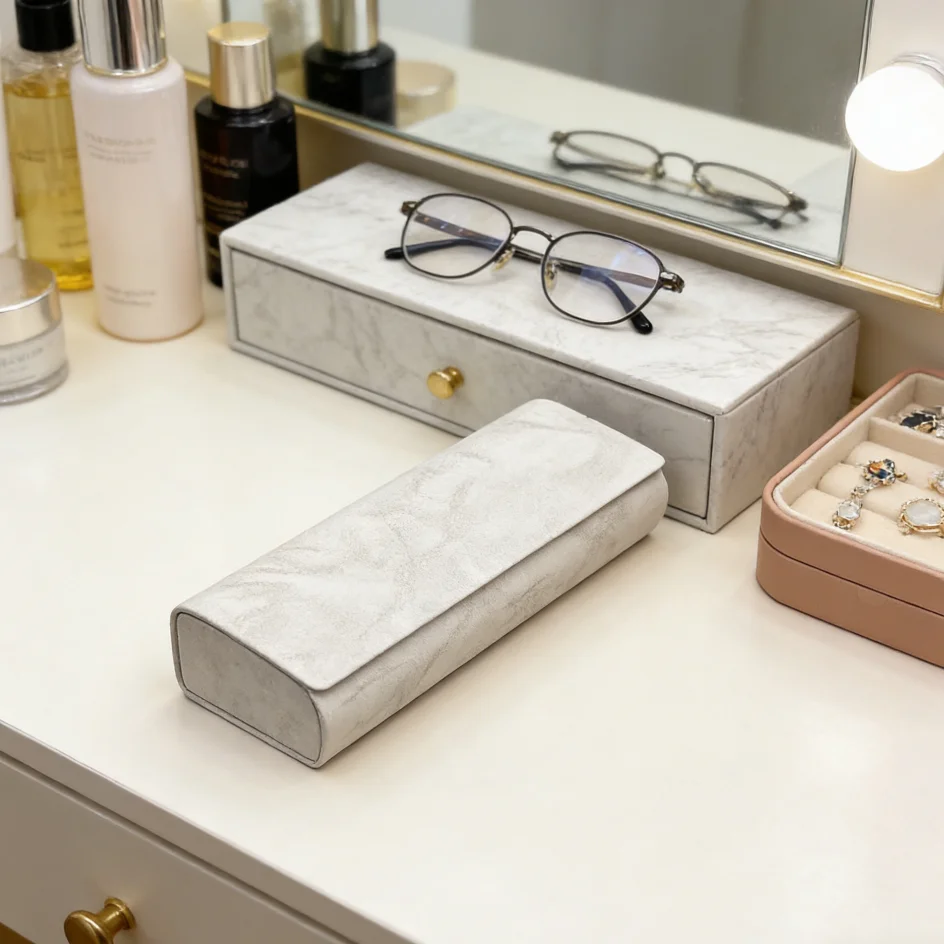 Hard Shell Glasses Box PU Leather Reading Eyeglass Case Portable Sunglasses Protective Case Holder Eyewear Protector Accessories