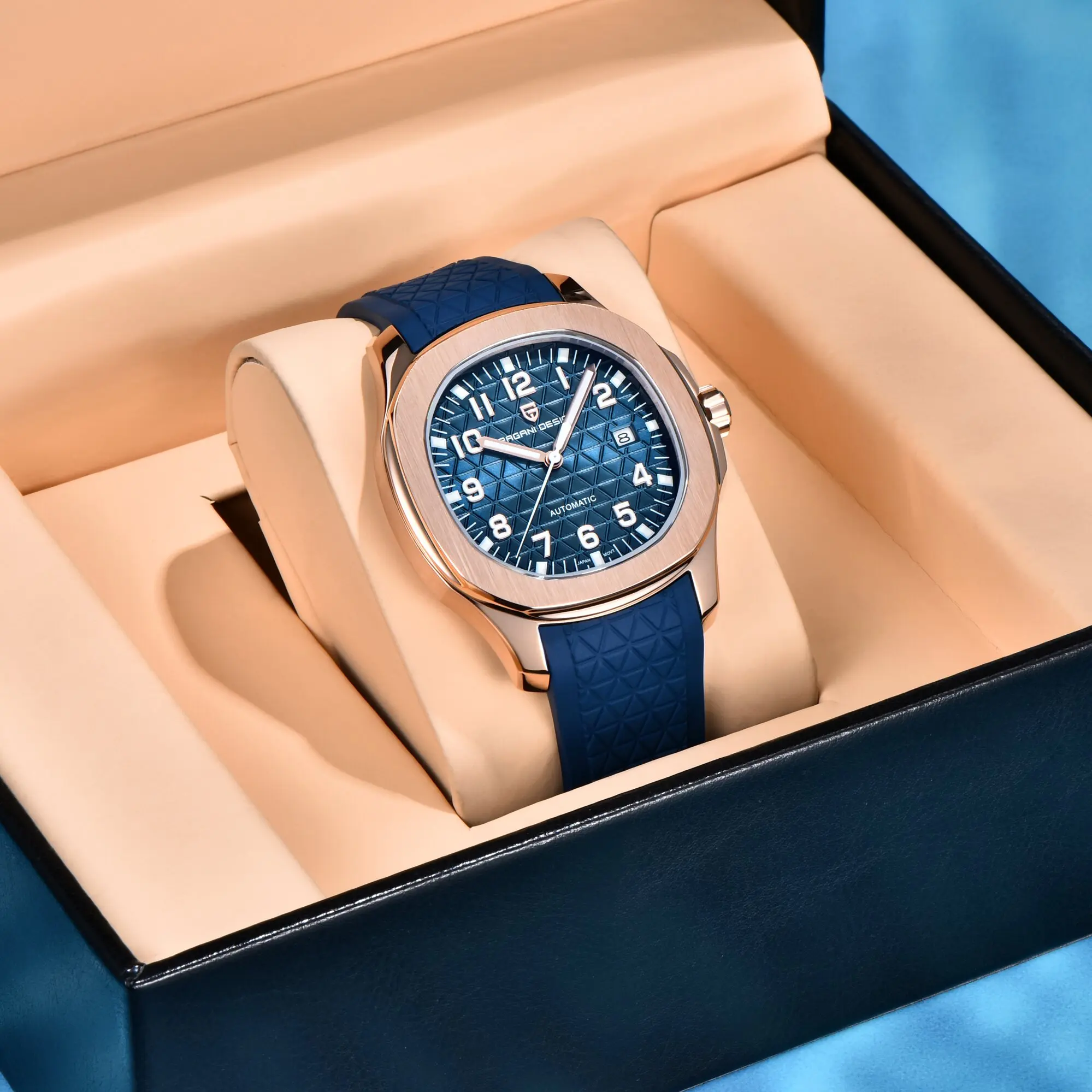 PAGANI DESIGN Elegante Herren-Mechanikuhr Zeitlose Formelle Uhr mit Saphirglas Leuchtend 100m Tauchfähig Kalenderfunktion