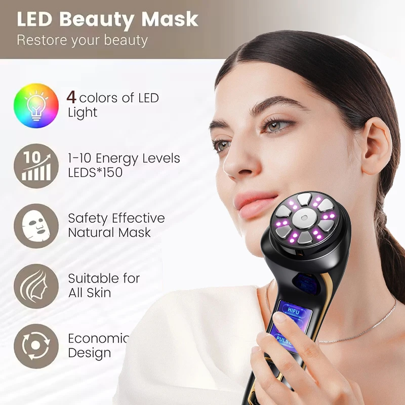 جهاز تجميل الوجه الترددات الراديوية MINI HIFU EMS جهاز تجميل لرفع وشد البشرة مكركرنت #4