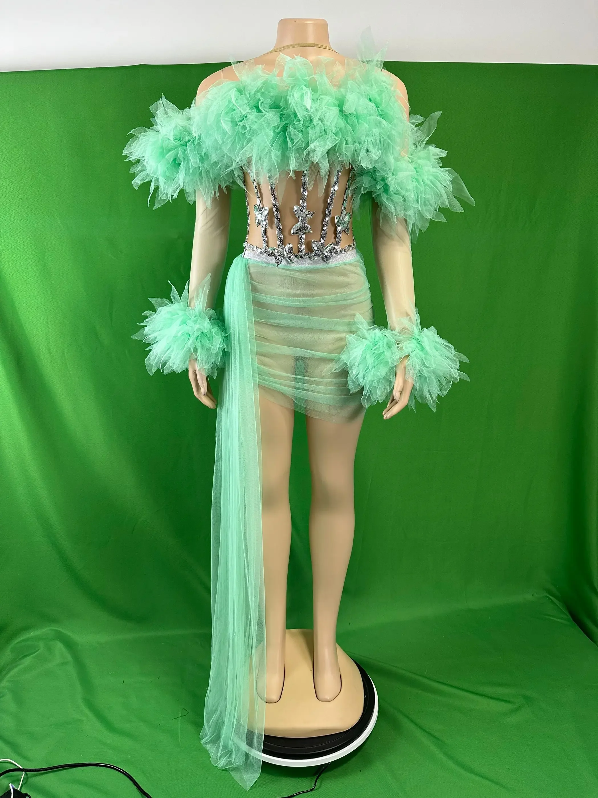 الساحرة المرأة شبكة الترتر 2 قطعة مجموعة فستان التشجيع لاس فيغاس Showgirl انظر من خلال الملكة الزي الحوامل مثير المرحلة ارتداء #5