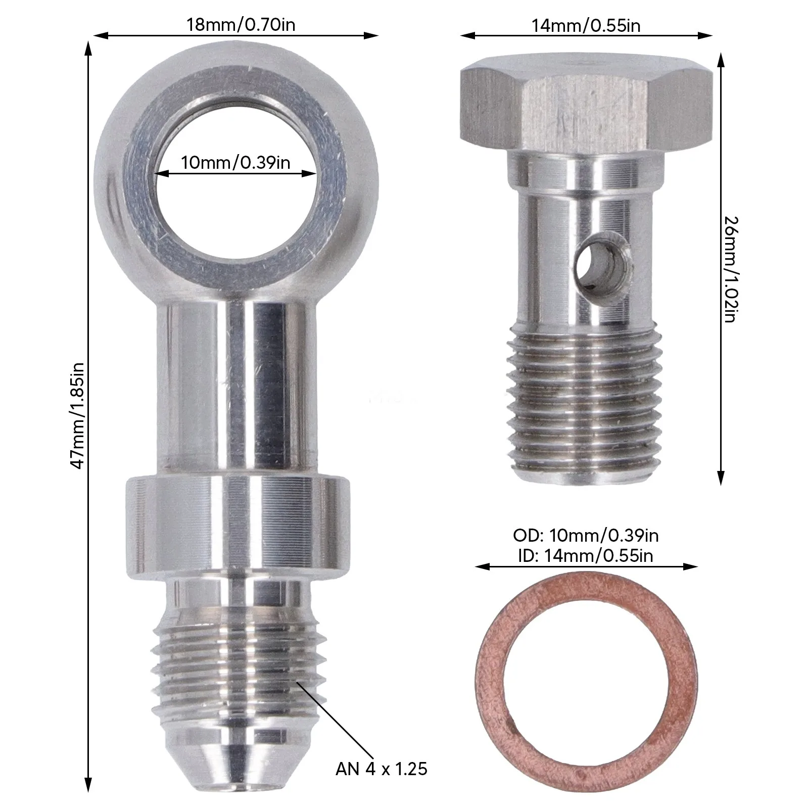 Oil Feed Banjo Bolt Kit Turbocharger Restrictor Replacement for Mitsubishi EVO 1‑10 4G63T 4B11T Engine
