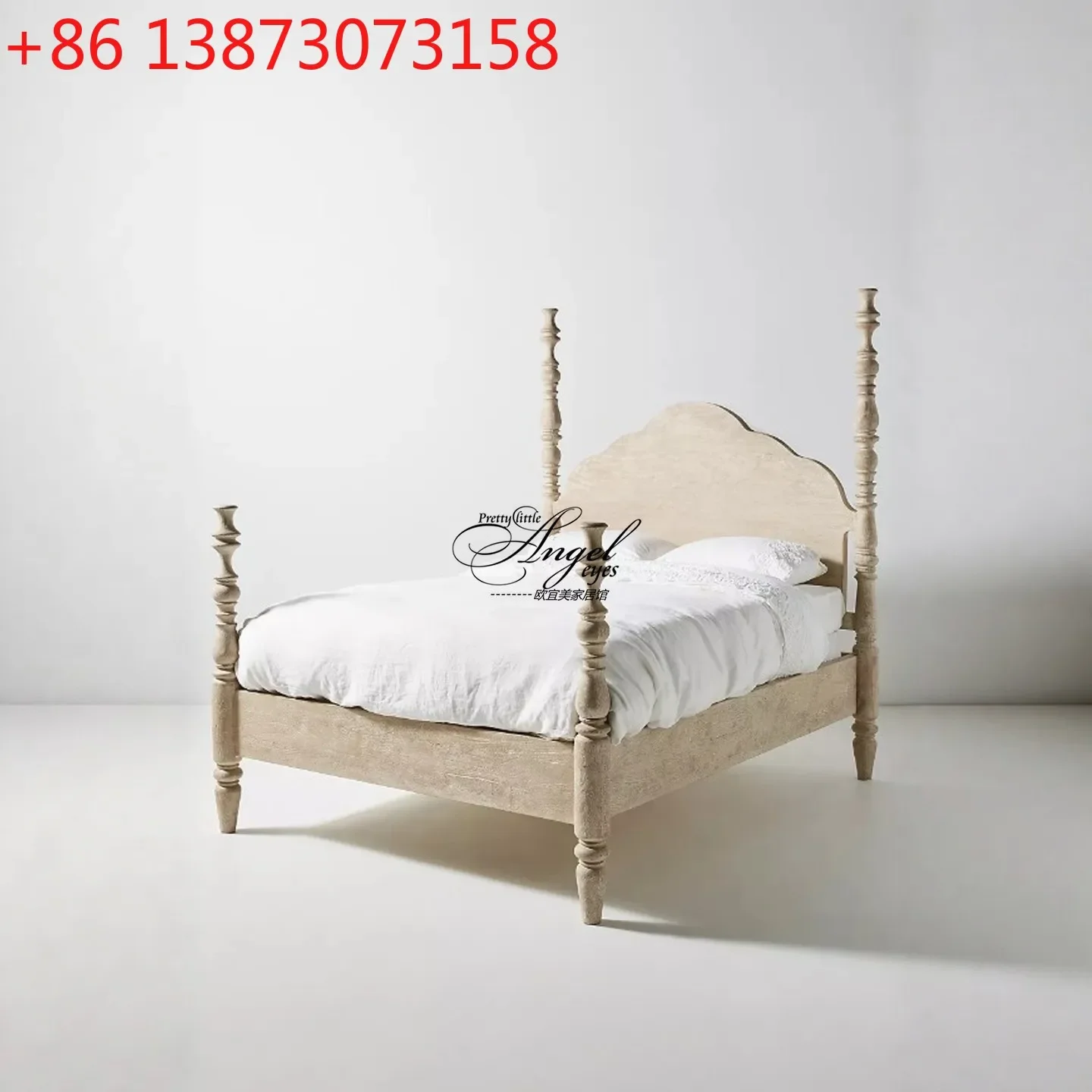 

Export American Township Master Bedroom French Antique 1.8m Roman Column Double Bed