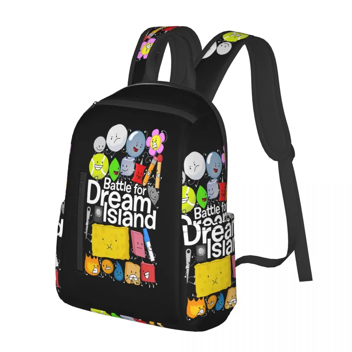 BFDI Poster Black Student Backpack School Bag Hiking Travel Daypack for Boys Girls Bookbag Shoulder Bags