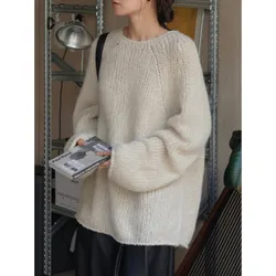 Autumn and Winter Women's Casual Solid Round Neck Long Sleeve Loose Sweater