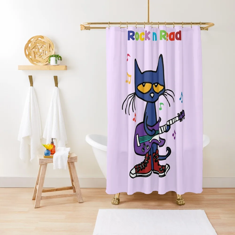 Rock and Read Pete the Cat with his Purple Guitar and Red Shoes Shower Curtain Cover Curtain