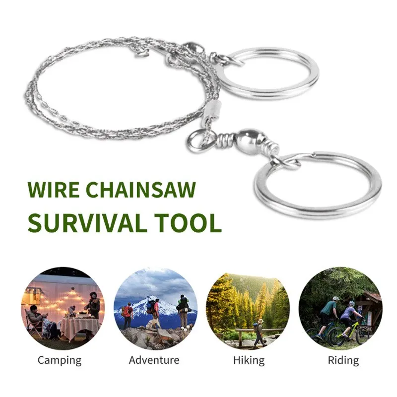 1pcs Stainless Steel Rope Chain Saws Security Escape Emergency Survival Gear Portable Outdoor String Wire Saw Carbon Ring Scroll