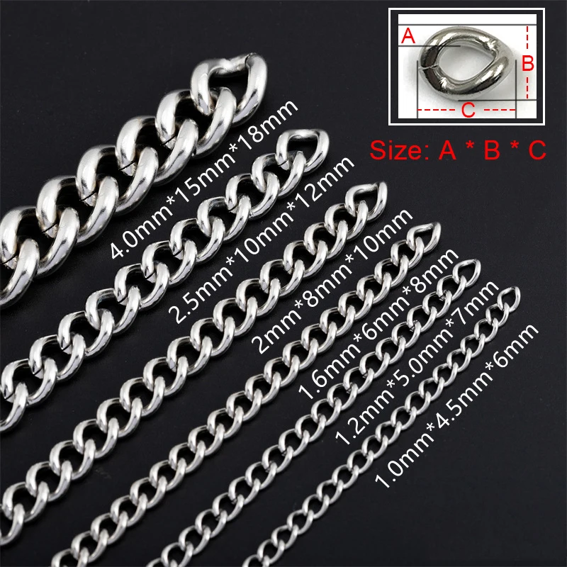 1 Meter Stainless Steel Twisted Chain Link Chain Necklace Wheat Chain for Billboards Keychain Bags Straps Pet Leash Chandeliers