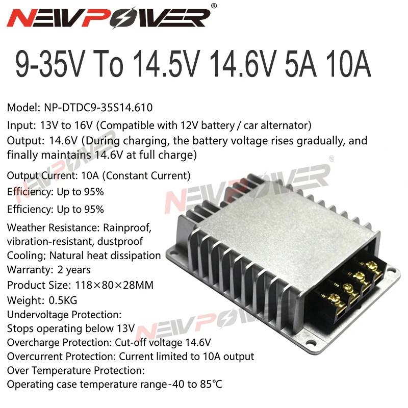 9V-32V 12V 24V to 14.5V 5A 10A step up DC DC Power Converter for Lithium ion liFePO4 Batteries for battery charger RVs Boat Car