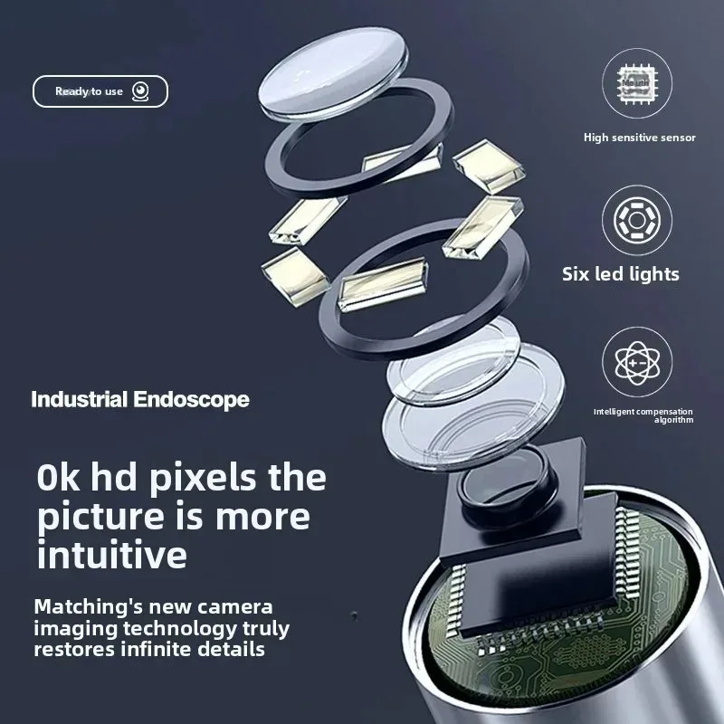 Endoscopic camera, Two-Way 360 ° Rotating Borescope,Endoscope with Light, 6mm Waterproof Probe, Endoscope with Android/iOS Phone