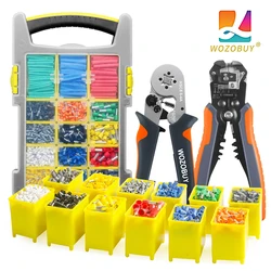Ferrule Crimping Tool, Wire Ferrules and AWG 23-7 Self-Adjusting Crimping Pliers+Stripper | Square Crimper for Ferrule Terminal