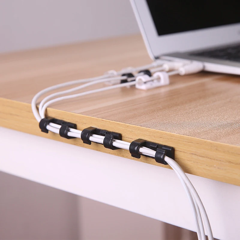 Self Stick Wire Cable Cord Clips Clamp Table Wall Tidy Organizer Holder Fixer Fastener Holder for Computer Data Cable