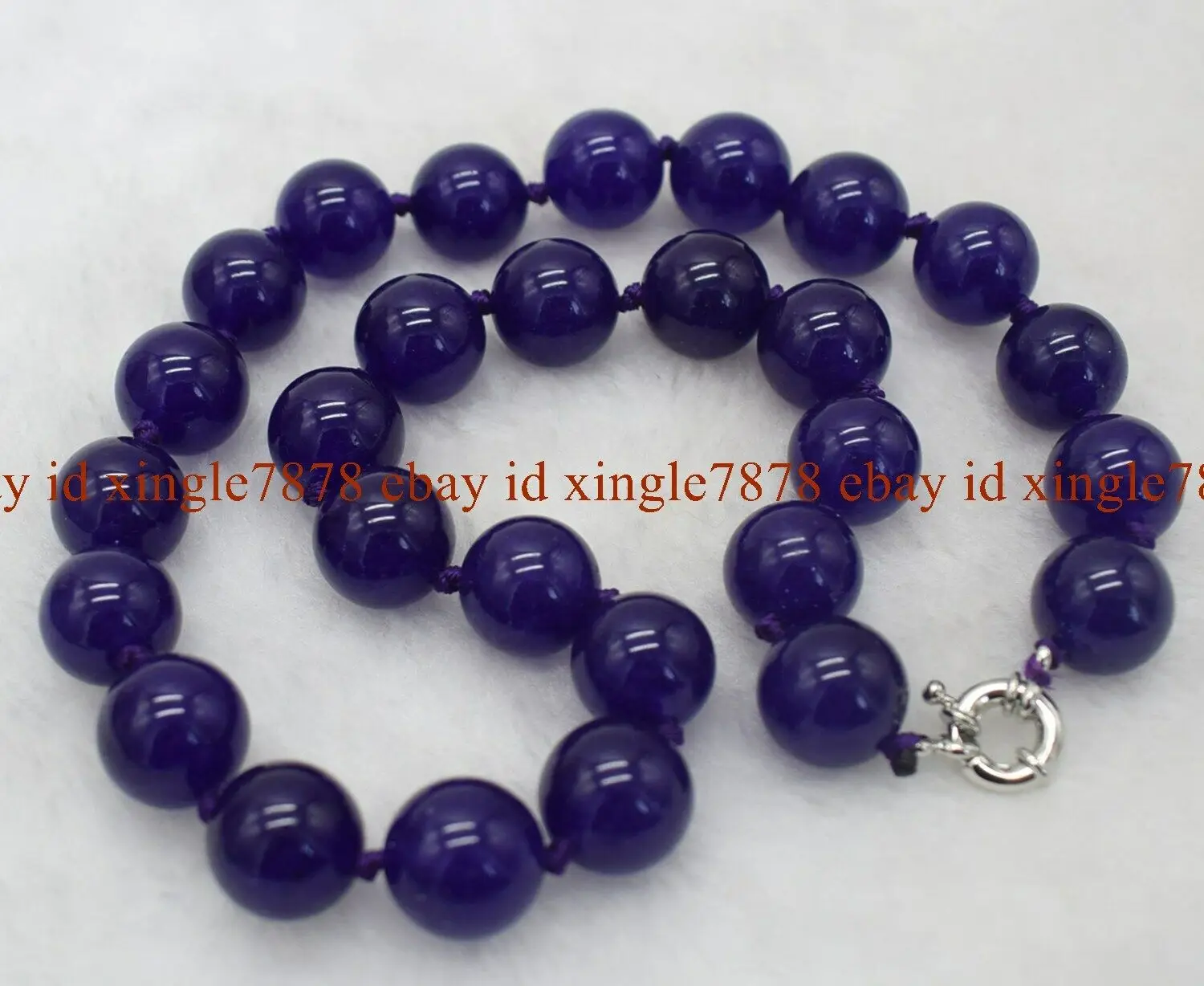 Huge 14mm Natural Purple Jade Round Gemstone Beads Necklace 17/20/24