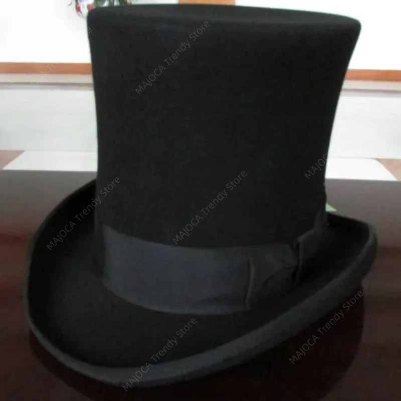 

Cylinder Black Hat for Men British Style Wool Felt High Top Hat Mad Hatter Women Magician Hats Gentleman Sombrero Bowler Hoeden