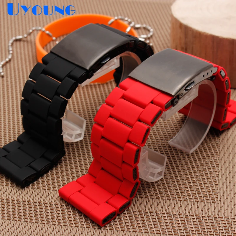 silicone rubber watch band mens waterproof for diesel watch strap bracelet band 28mm DZ7370 DZ7396 DZ428 stainless steel b