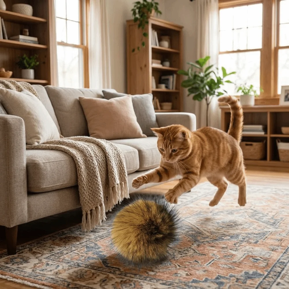 

Washable Soft Fluffy Rabbit Fur Cat Rabbit Fur Bite Resistant Fluffy Pet Scratch Resistant Cat Ball Training