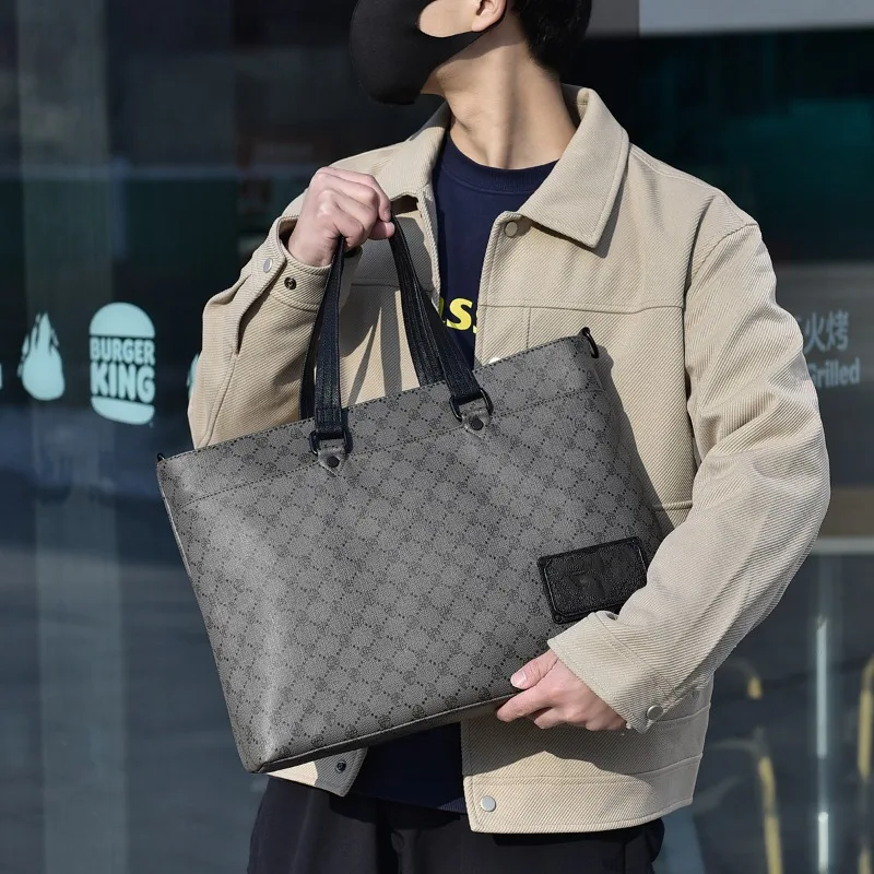 Fashion Print Men's Handbag Luxury Business Briefcase Men Top-Handle Bags Large Capacity Crossbody Bag Laptop Satchels Handbags