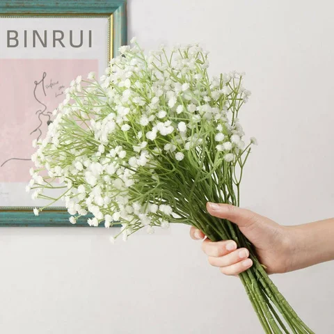 1 묶음 인공 Babysbreath 화이트/다크 퍼플/라이트 퍼플/핑크/로즈 레드/블루 가짜 꽃 홈 장식 파티 장식 웨딩
