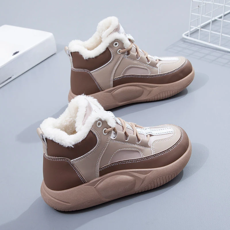 2023 Women Winter Boots Warm Plush Velvet Ankle Snow Boots Lace Up Soft Winter Sneakers Comfortable Cotton Shoes for Women