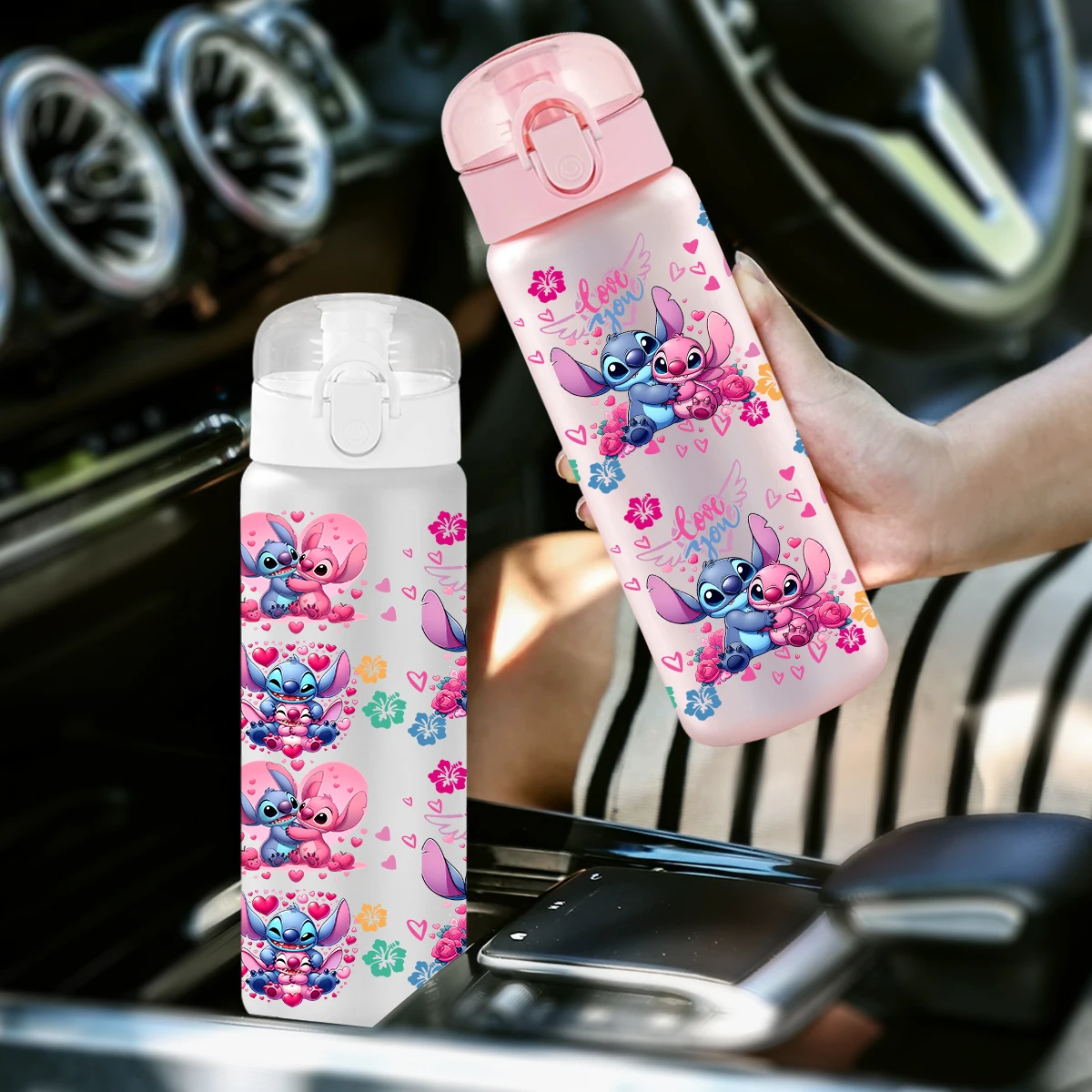 

1Pc Love Stitch Printed 26oz Plastic Water Bottle,Outdoor Leak-proof Sports Water Cup with Rope,Birthday,Valentine's Day Gift