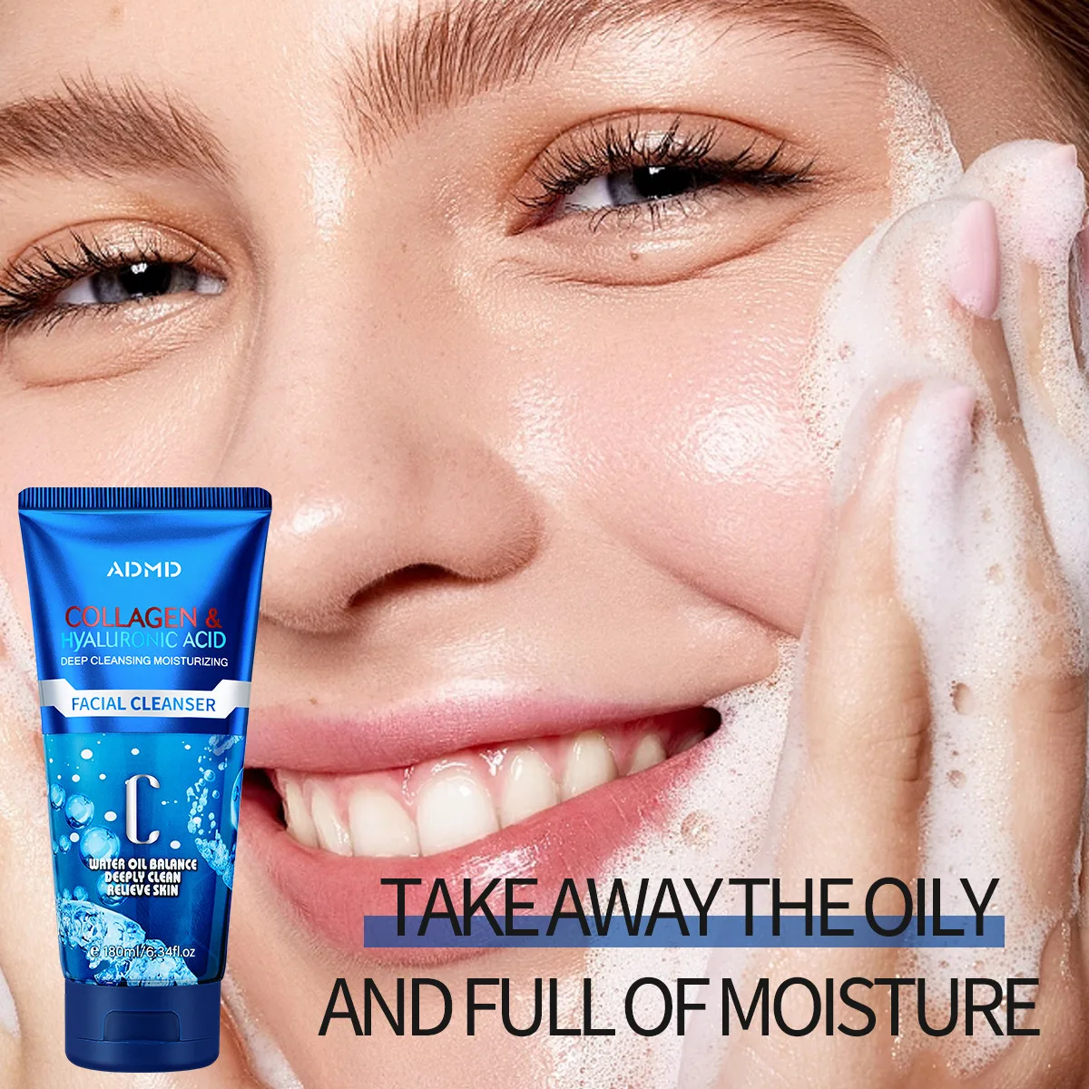 

180ml Collagen Facial Cleanser Gentle Deep Cleansing Pore Cleanser Clean Oil and Dirt Reduce Skin Burden Face Wash