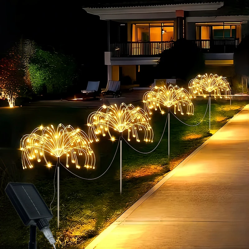 4er/6er-Set Solar-Gartenleuchten für den Außenbereich, intelligente Solar-Feuerwerkslichter für Garten, Terrasse und Feiertagsdekorationen