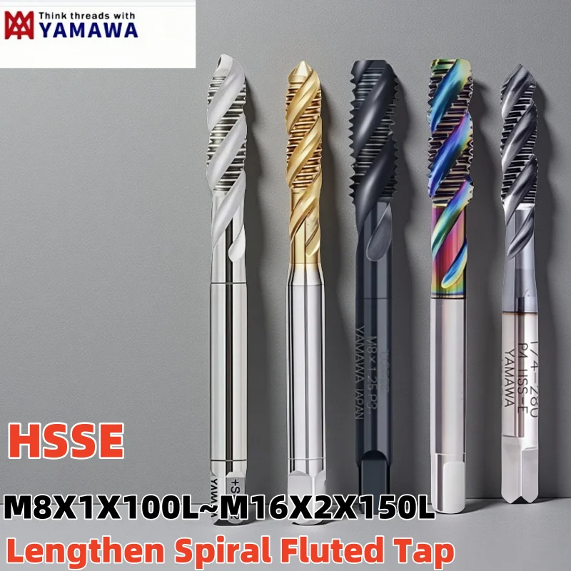

1 шт. YAMAWA HSSE удлиненный 80 мм 100 мм 120 мм 150 мм спиральный рифленый метчик TIN OX M8M10M12M14M16 метчики с винтовой резьбой