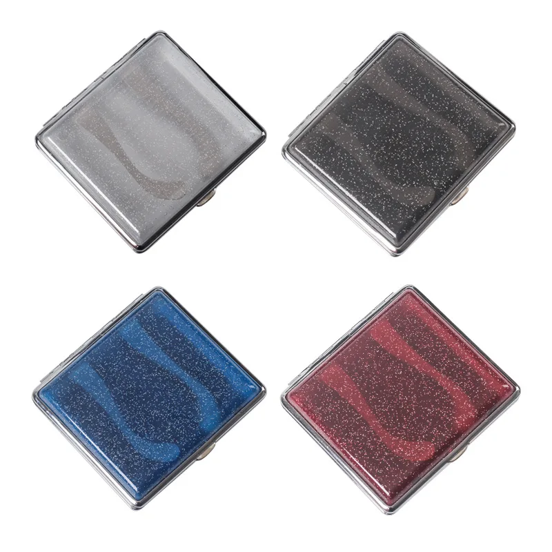 Glitter Cigarette Display Carry Box Transparent Flip Open Cigarette Case Organizer Multicolor Plastic Cigarette Holders