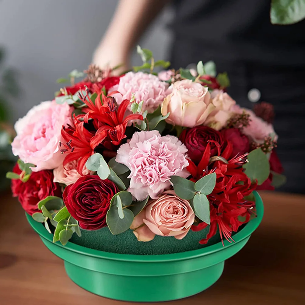 

4 Pcs Round Floral Blocks Green Holding Mud Bases for Flower Arrangements Supplies Wedding Decor Water Absorption