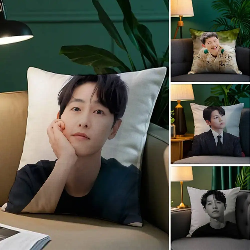 S-Song singer J-Joong Ki actor Pillow Case Anti-dustmite Pillowcase Invisible zipper silky short plush Sofa cushion cover