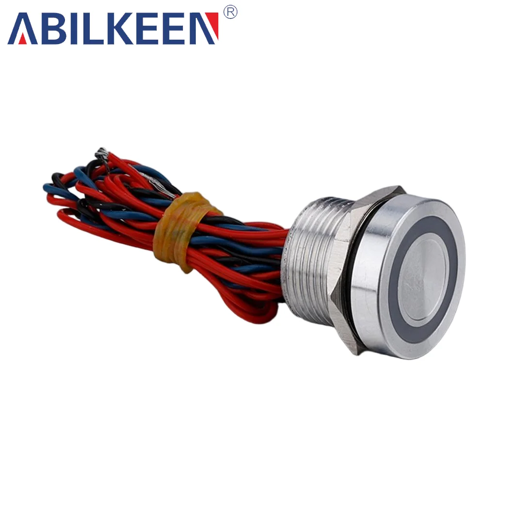 16MM Waterproof Piezo Switch with LED Ring 12-24V Momentary/Latching Universal with Pre-Wired Cable  Easy Install