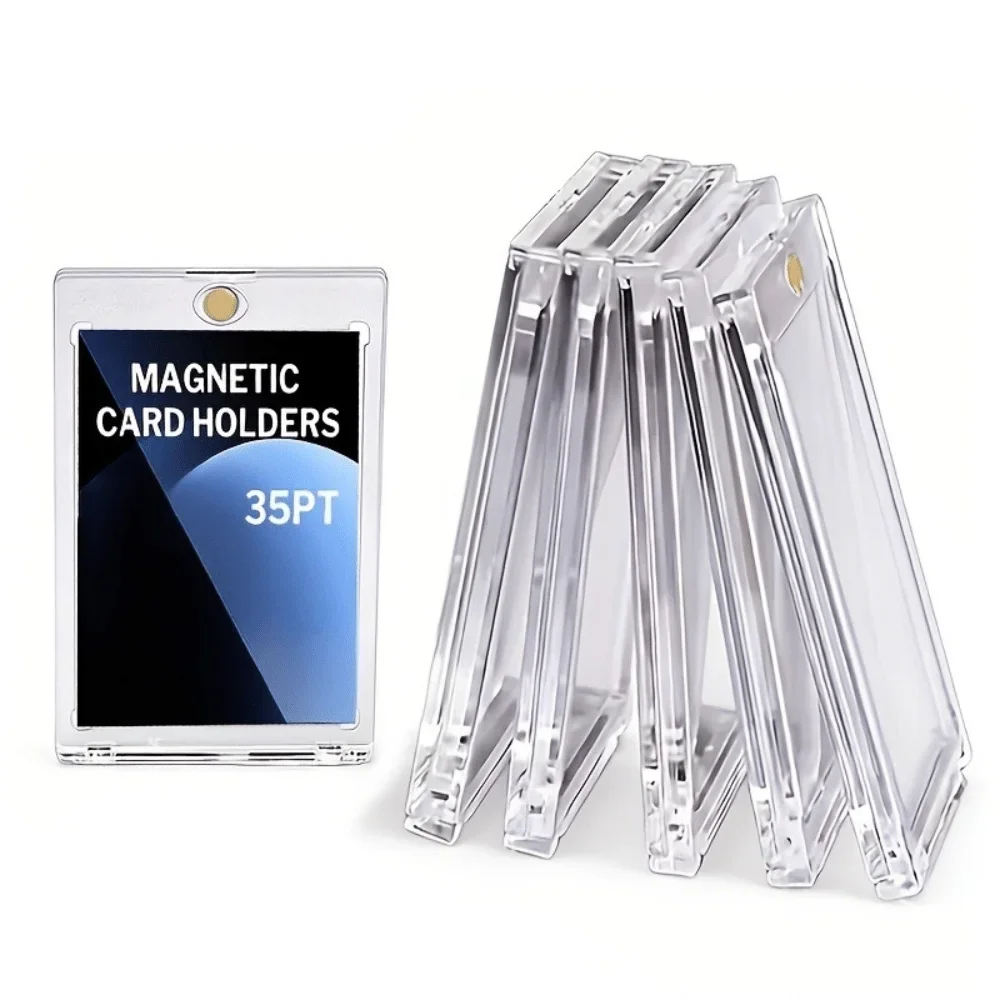 35Pt Magnetic Trading Card Sleeves, Clear Hard Magnetic Seal Card Protectors Compatible with TCG PTCG & Sports Cards