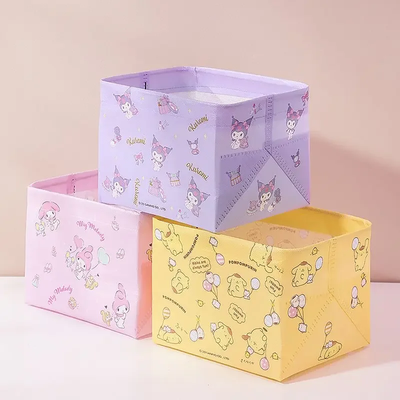 3Pcs Kawaii Sanrio Hellokitty Storage Box Cinnamoroll Kuromi Cute Kitchen Bedroom Storage Cosmetic Arrange Sundries Toys Girls