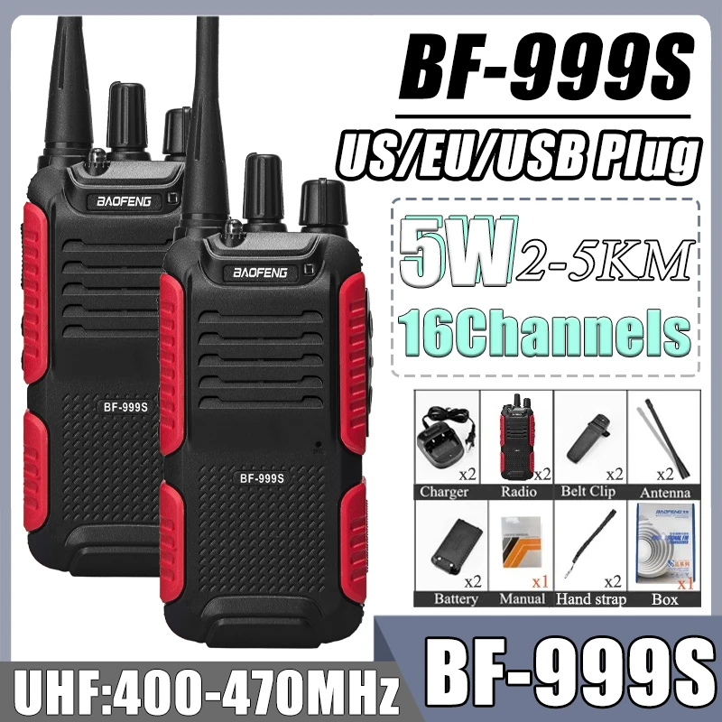 Baofeng BF-999S WalkieTalkie 2-5KM UHF Military Radio Two Way Ham Radio FM Transceiver CB Radios 3-5KM BF999s Update of 777S