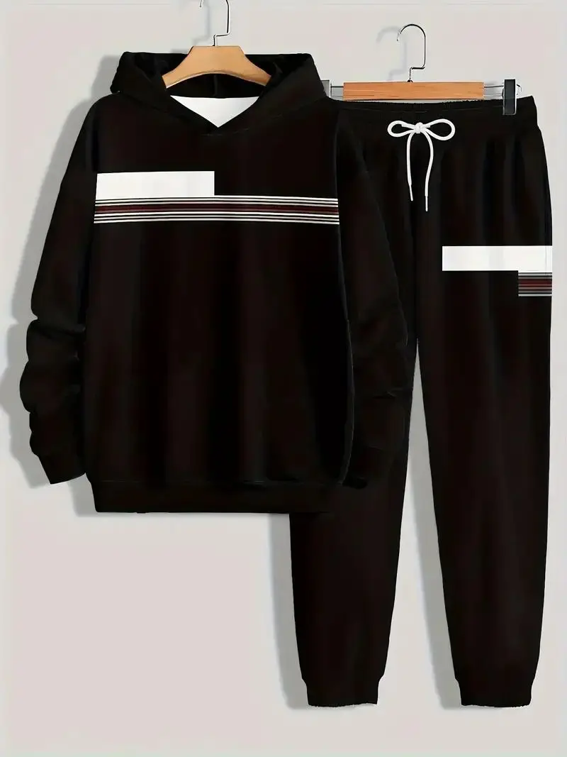 

2025 Women's Sweatshirt Plaid + Striped 2Pcs Set Men's Street Hoodies Two-piece Set 3D Printed Casual Oversized Beach Kids Suit
