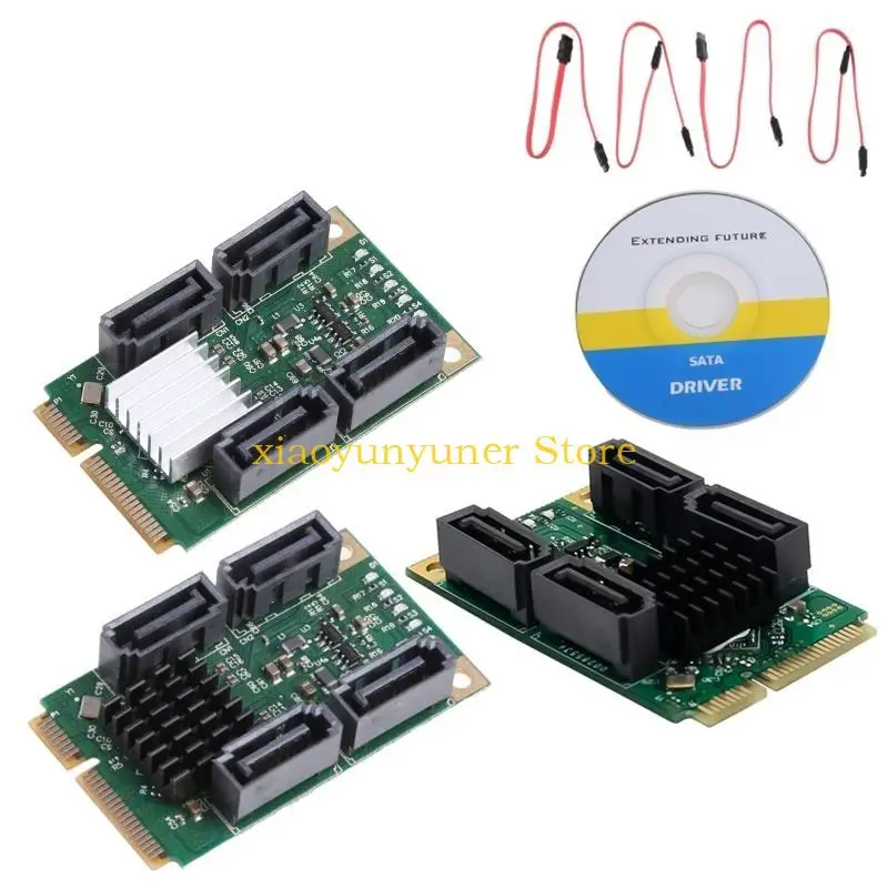 

P9JB Hard Disk Expansion Card Mini PCI for Express To 4 Port 3.1 Adapter 6Gbps 88SE9215 Controller