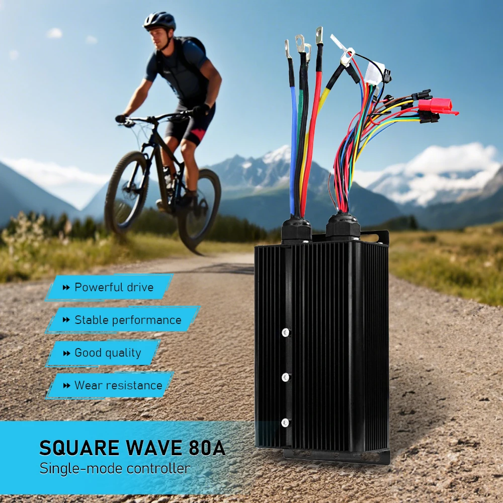 72V 80A Square Wave Controller Electric Vehicle Controller Compatible with 5000W Motor for Mountain Bike Scooter Modification