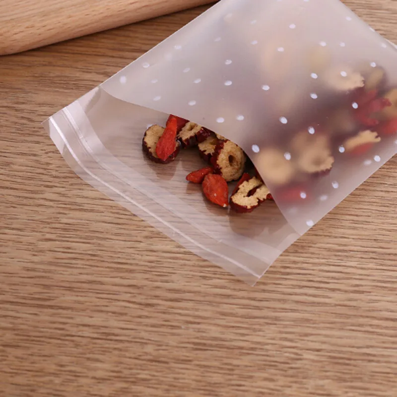 Sacchetti di imballaggio per biscotti con caramelle a pois trasparenti da 100 pezzi con sacchetto autoadesivo fai da te sacchetti per feste di