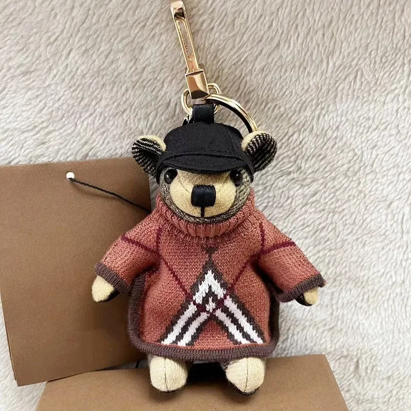 

New Basic Trench Coat Bear Charm: Cashmere Plaid Handmade Teddy Bear, Car Ornament, Keychain, Bag Pendant