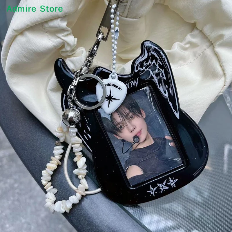 [G]Photocard Case Card Holder Bag Keychain Guitar Photocard Bag Cute Idol Photos Protective Cover Idol Photo Card Holder