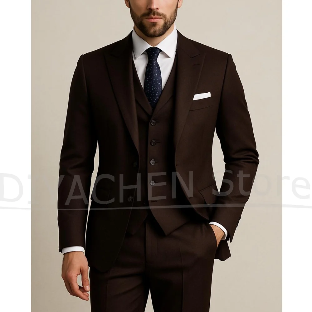 Dark Brown Men Suit 3 Piece Sl - đánh giá và giá Men Formal Wear Brown
