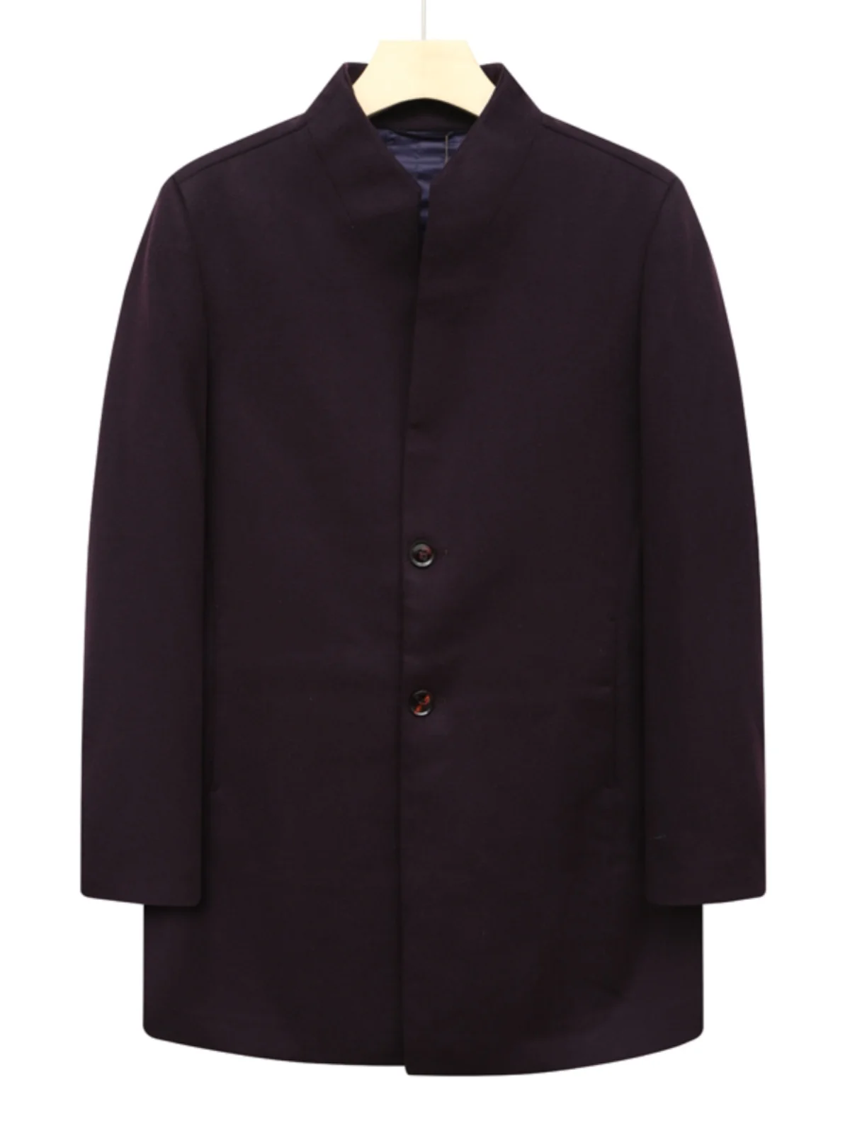 

CA405 Men's Woolen Coat Faionable Double-Faced Warm Outerwear with Straight Button Design Autumn Winter Stand Fit Casual...