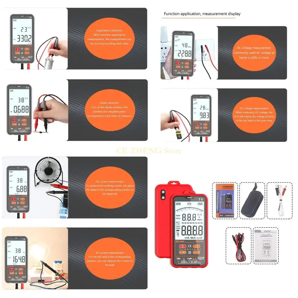 Multimetro con display digitale LCD E56B Misuratore tensione alimentazione Monitor Voltmetro Amperometro
